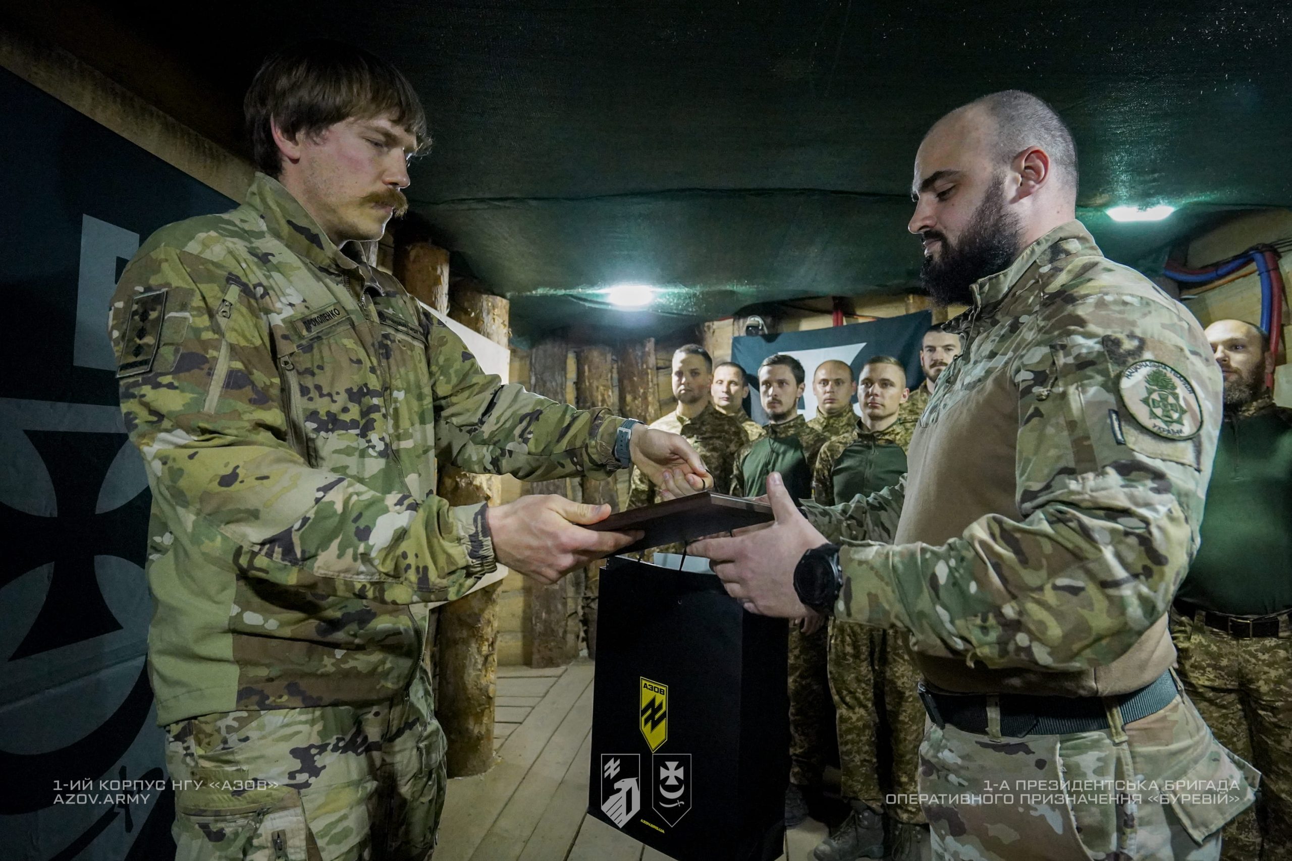 У день 31-річчя, командир 1-го корпусу Національної гвардії України «Азов», полковник Денис Прокопенко привітав 1-у Президентську бригаду «Буревій», 14-у бригаду «Червона Калина» і 15-у бригаду «Кара-Даг», а також спільно з командирами бригад вручив бійцям заслужені нагороди. Зокрема, вперше були вручені відзнаки 1-го корпусу НГУ «Азов».